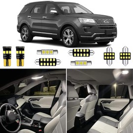 HUOKEDS 10pcs White Interior LED Lights Kits for 2011-2022 Ford Explorer 6000K Super Bright White Interior LED Bulbs Package + Installation Tool