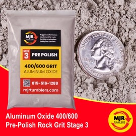 5lb of MJR Tumblers Premium 400/600 Pre-Polish Aluminum Oxide Rock Polishing Grit for Step/Stage 3, MJR Tumblers is a Disabled and Veteran Owned Company Proudly Located in USA