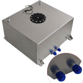 SEBLAFF Universal 15 Gallon 60L Aluminum Fuel Cell Tank with Cap and silver with Level Sender