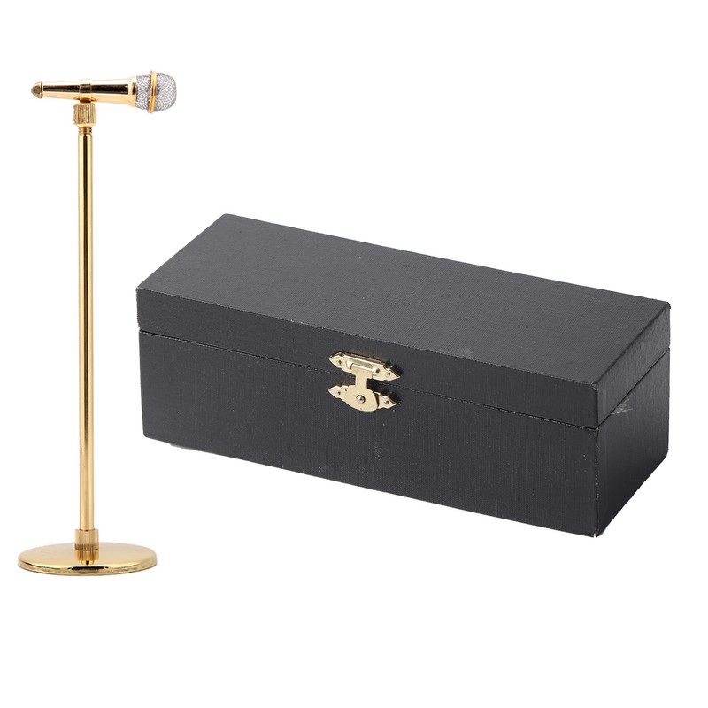 Copper Gold plated Microphone Model Microphone Crafts Ornaments Musical Instrument