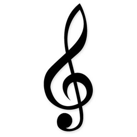 Treble Clef Black Vinyl Sticker - Car Window Bumper Laptop - Select Size