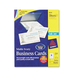 Avery 8376 Business Cards, Inkjet, Matte, 2-Inch x3-1/2-Inch, 250/PK, Ivory
