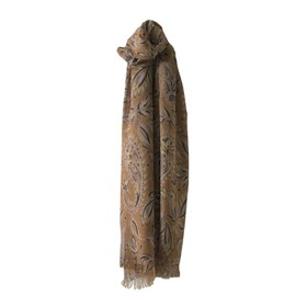 Glen Isla 100% Cashmere Summer Lightweight Scarf/Stole/Shawl - Paisley Print Camel | Made In Scotland