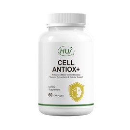 HUJ Cell Antiox+ Supplement - Superior Antioxidants & Cellular Support - Contains Grape Seed Extract, Pomegranate Extract, Resveratrol, and Vitamins C and E - 60 Capsules