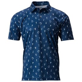 TGW Men's Cocktail Print Golf Polo Navy L
