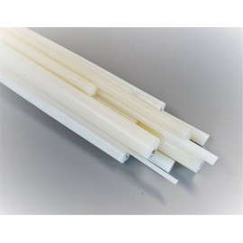 Nylon Plastic Round Rod Solid Stock Natural White Colour Diameters 4mm to 20mm (10mm, 300mm)