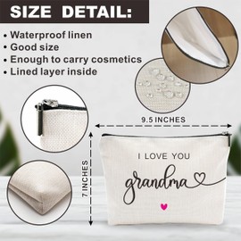 NYCTUG Cosmetic Bags For Women, I Love You Grandma, Travel Toiletry Bag, Small Makeup Bag, Birthday Gift For Grandma, Thanksgiving Christmas，Women Accessories-A01