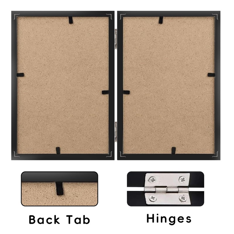 SNXJWA 8x10 Picture Frames Double Black Photo Frame Folding Vertical