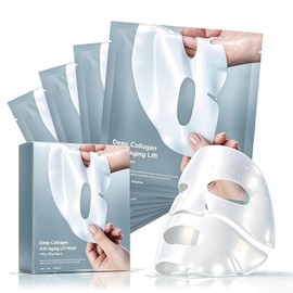 Woccatisy - Mascarilla Facial de Colágeno en Hidrogel – 4 Unidades, Hidratación Duradera, Mejora la Elasticidad, Aporta Brillo Natural, T...