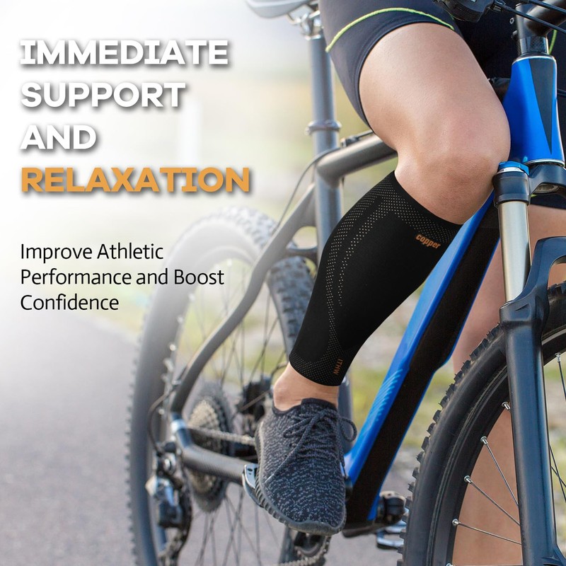 ITHW Copper Calf Compression Sleeves for Men and Women, Leg