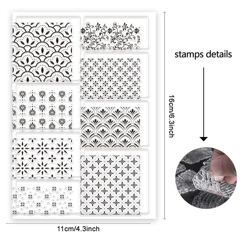 ORIGACH Background Pattern Clear Stamps for Cards Making DIY Scrapbooking