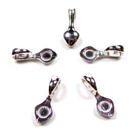XieXie Pack of 5 925 Sterling Silver for Pendants for Gluing Small Bail Glue On for Jewellery Crafts, Sterling Silver