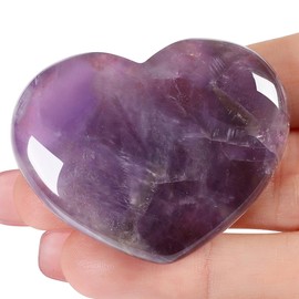 AWARDSEN 45 mm Groß Amethyst Herz Kristalle Edelsteine Geschenke für Frauen, Reiki Heilsteine Handschmeichler Stein für Valentinstag, Geburtstage, Jahrestag, Muttertag und Thanksgiving Tag