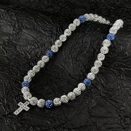 TYQSY 18-20 Inch Baseball Necklace, Rhinestone Bead Necklace, Baseball Cross Necklace for Men, Adjustable Drip Necklaces, Athletic-Inspired Baseball Jewelry for Team Lovers