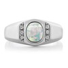 Gem Stone King Men's 925 Sterling Silver White Simulated Opal
