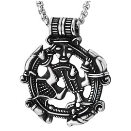 COOLSTEELANDBEYOND Viking Freya Goddess of Love Pendant Necklace of Stainless Steel, 30 inch Chain