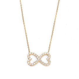 Gift from New York Platinum Gold Coated Heart Ribbon Necklace, NY Limited Edition Designer Necklace, Created Diamond