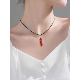 choice of all Red Healing Carnelian Necklace Real Carnelian Crystal Stone Necklace Carnelian Healing Stone Necklace (2pcs silver)