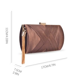 Womens Evening Clutch Bag Designer Evening Handbag Hand Bag,Lady Party Wedding Clutch Purse (Elegant Tassel-Brown)