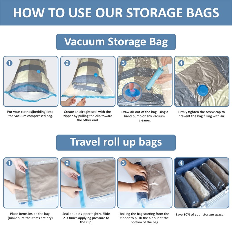 12 Pack Vacuum Storage Bags, Space Saver Vacuum Storage Bags,