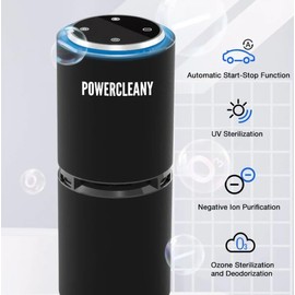 Powercleany Compact Air Purifier for Home, Dorm, Office – Portable Air Cleaner for Dust, Pet Hair, Smoke – Quiet Operation, Sleek Black Design – Ideal for Bedroom, Desk, and Small Spaces, no filter