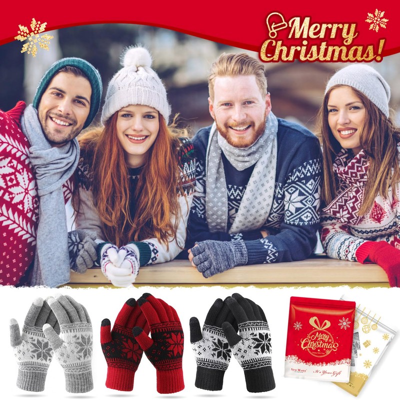 VENI MASEE Winter Lover Snow Print Keep Warm Touch Screen