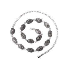 FDEETY Waist Chain Belt Women's Adjustable Alloy Chain Fashion Body Link Chain Belt Boho Tassel Waist Jewellery for Dress Jeans Accessories for Women Girls, Silver 01