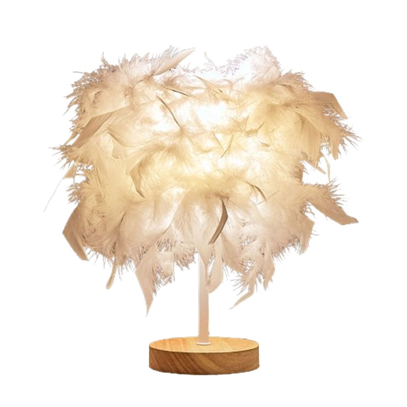 Feather Table Lamp Light Luxury Bedside Lamp Night Light for
