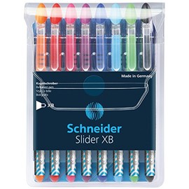 Schneider Slider Basic XB Ballpoint Pen, Set of 8, Assorted Colors (151298)