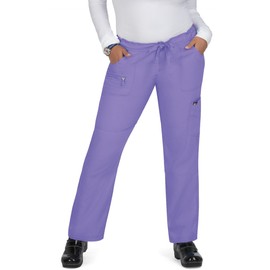 KOI Lite Peace Women's 6-Pocket Stretch Scrub Pants French Lavender Medium Petite