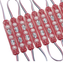 REXTiN Super Bright 200pcs 3 LED Module Red 2835 SMD Waterproof Decorative Light for Letter Sign Advertising Signs with Tape Adhesive Backside (Red)