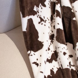 Cow Print Blanket Soft Fleece Flannel Cozy Cute Blankets Warm Plush Lightweight Throw All-Season for Couch Sofa Bed and Throws Adults Kids Boys Teens Gift 50"x60"