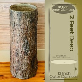 Country Corner 🌳 Woodland Country Rustic Tree Stump Garbage Bin. Unique Realistic Log Trash Can.