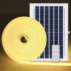 Outdoor solar light strip, LED light strip solar 6000mAh 32.8 FT 3200 LED, solar light strip from dusk to dawn, with remote automatic on/off function, gardens, balconies, swimming pools (warm light)