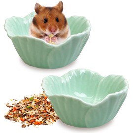Tfwadmx 2 Pcs Hamster Food Bowl, Ceramic Pet Hamster Bowl Dwarf Hamster Food Bowl Feeder Hamster Water Rat Bowl Small Animal Food Dish for Golden Bears, Hedgehogs, Dutch Pigs, Parrots (Cyan)