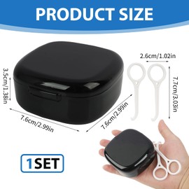 Zahnspangendose, Zahnersatzbox Sieb, tragbarer Prothesenbehälter für die Aufbewahrung und Reinigung von Zahnersatz, Zahnspangen und Mundschutz, Hitzebeständiges Material, Schwarz (Schwarz)