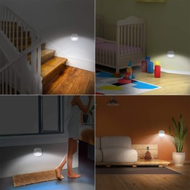 AMIR (Upgraded Version) Motion Sensor Light, Cordless Battery-Powered LED Night Light, Wall Light, Closet Lights, Safe Lights for Stairs, Hallway, Bathroom, Kitchen, Cabinet (White - Pack of 6)