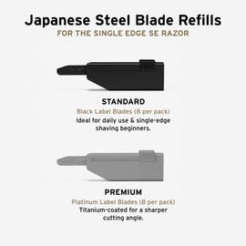 SUPPLY Single Edge SE Blade Refills for Men – Pack of 8 Japanese-Made Black Label Injector Razor Blades – Fits the SUPPLY SE Razor, 10-12 Shaves Each