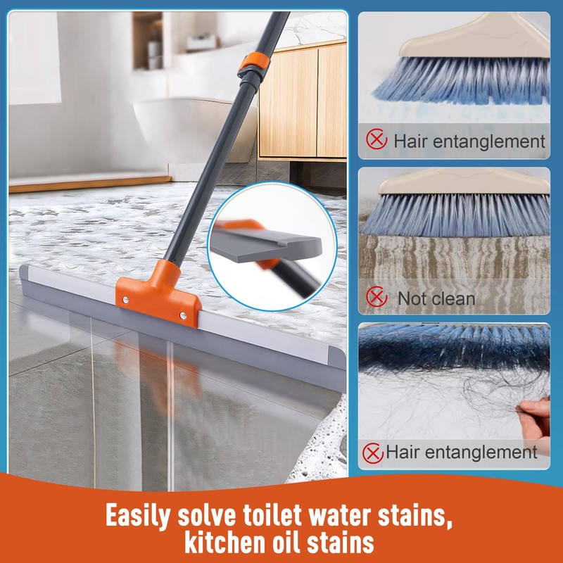 CLEANHOME Rubber Floor Squeegee for Concrete Floor, Tile Floor, Metal