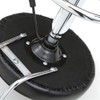 Round Rolling Stool with Back and Line Black PU Leather
