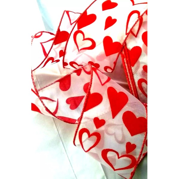 Offray Valentine's Day Red Felt Hearts 2.5" by 4 yards
