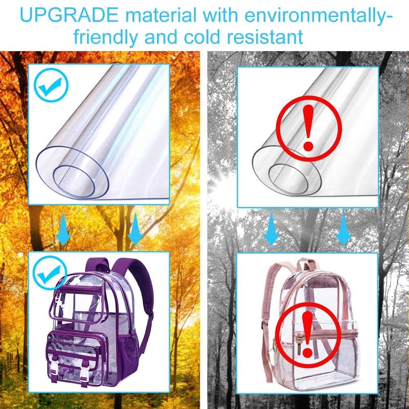 KLFVB Clear Backpack Heavy Duty, 3PCS Girls See Through School