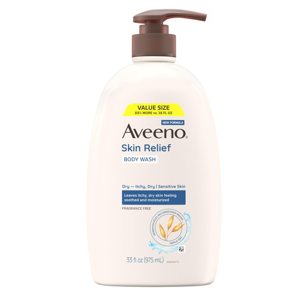 Aveeno Skin Relief Fragrance Free Body Wash, Triple Oat Formula,