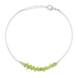 Natural Peridot Gemstone Chips Beads Bar Bracelet for Women, Crystal Gems Healing Bracelets, Chakra Stone Bead Bracelets, Yoga Stone Beads Bracelets Meditation