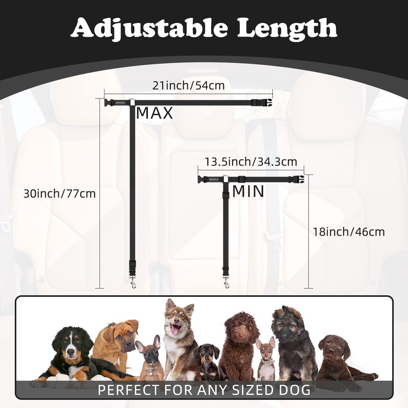 BWOGUE Pet Dog Cat Seat Belts, Car Headrest Restraint Adjustable