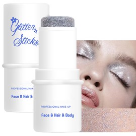 Mysense Silver Body Glitter Stick, Face and Hair Glitter Gel for Kids and Women, Singer Concert Outfits Festival Rave Accessories Glitter Makeup, Waterproof Sparkling Mermaid Glitter Face Paint