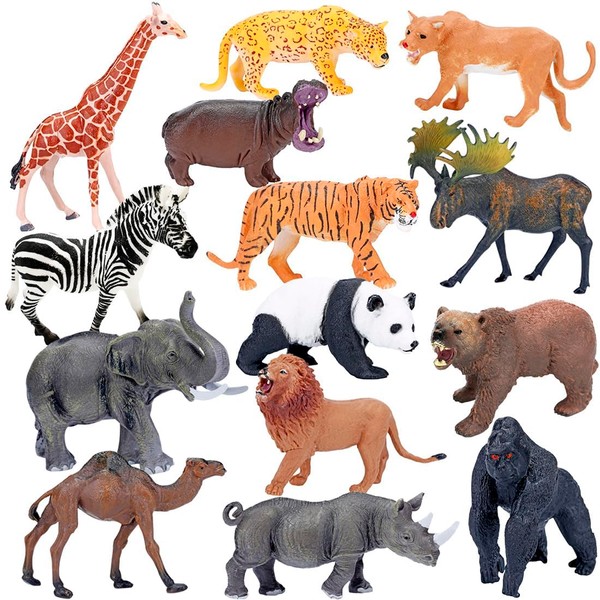 BOLZRA Safari Animals Figures Toys, Realistic Jumbo Wild Zoo Animal