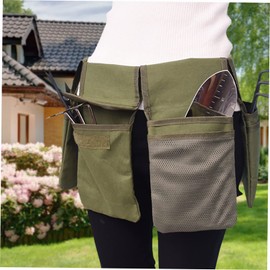Garden Tool Waist Belt, Unisex Utility Belt Bag Waterproof Canvas Adjustable Garden Tool Pouch Place Hand Tools with 4 Deep Pockets for Gardening Electrican