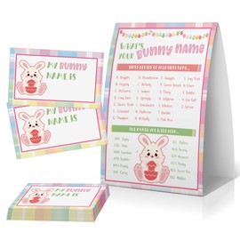 What's Your Easter Bunny Name Game, Easter Party Activity with Name Tags, Easter Holiday Games for Classroom Family, Easter Office Games(1 Sign+ 30 Name Tag)-FHJNAME01