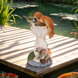 HUYIENO Solar Garden Statue Outdoor Decor Ornament Waterproof Solar Powered LED Lights for Yard, Patio, Lawn Gift for Mom, Women, Housewarming Squirrel
